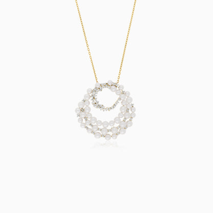 18K yellow gold necklace adorned with lustrous pearls and shimmering zircon stones from the Danah Collection