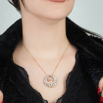 18K yellow gold necklace adorned with lustrous pearls and shimmering zircon stones from the Danah Collection