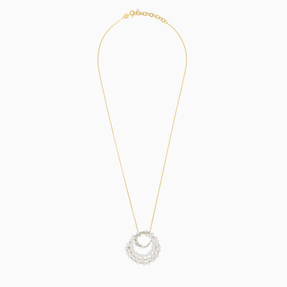 18K yellow gold necklace adorned with lustrous pearls and shimmering zircon stones from the Danah Collection