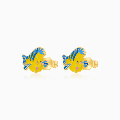 18k Yellow Gold Disney Princess Ariel & Flounder Enamel Earrings for Kids – Disney Collection