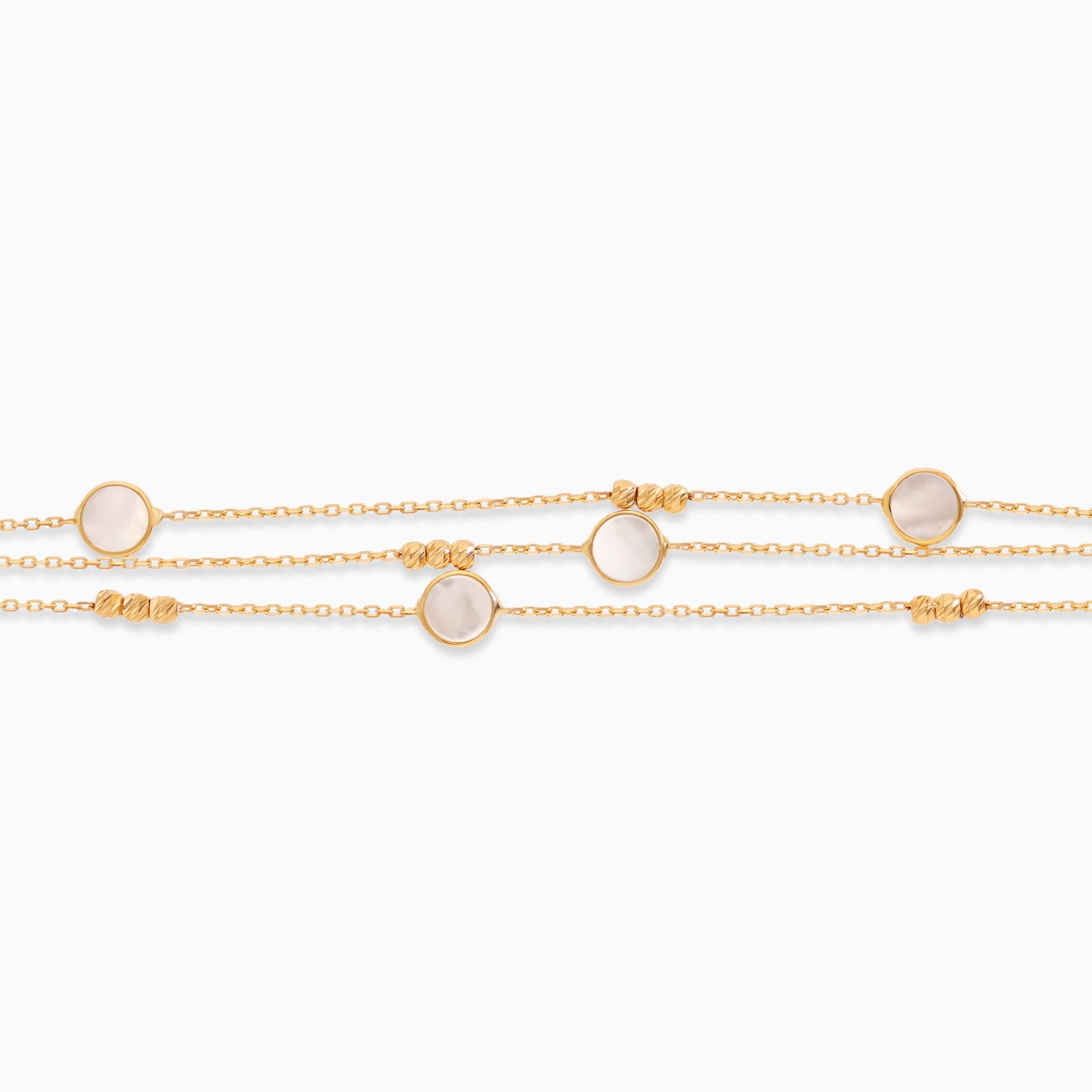 18k yellow gold bracelet  three-layer decorated with mother of pearl