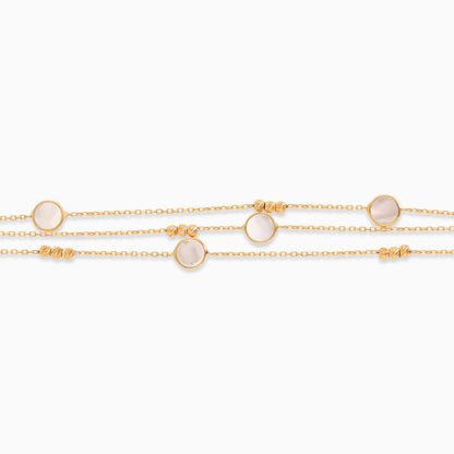 18k yellow gold bracelet  three-layer decorated with mother of pearl