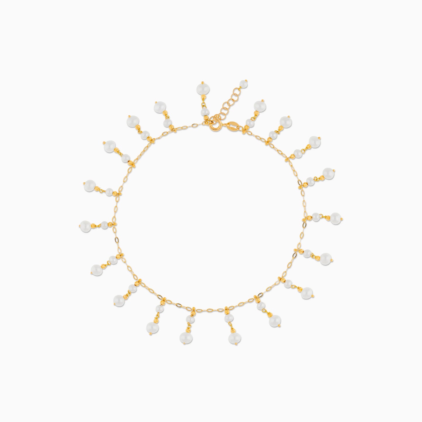18K Yellow Gold Pearl Anklet from the Danah Collection