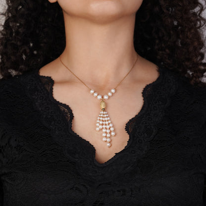 18K YELLOW GOLD NECKLACE DECORTAED BY WHITE PEARLS FROM DANAH COLLECTION