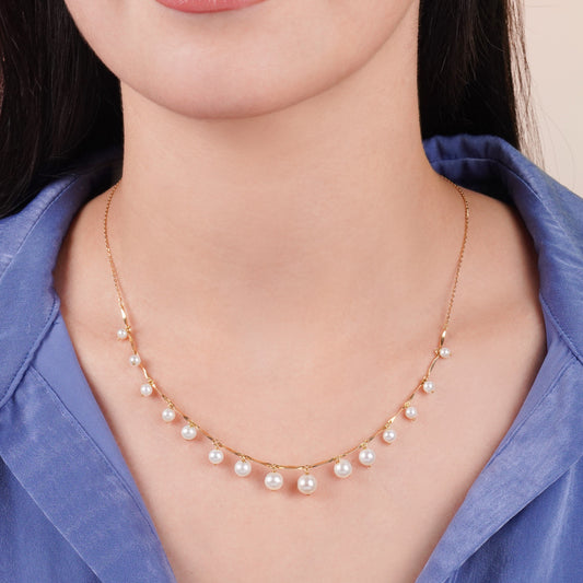 18k Yellow Gold Pearl Necklace | Danah Collection