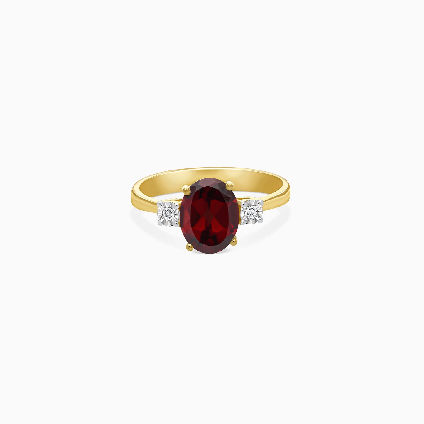 Stunning 18K Yellow Gold Ring with Natural Diamond and Garnet Gemstones