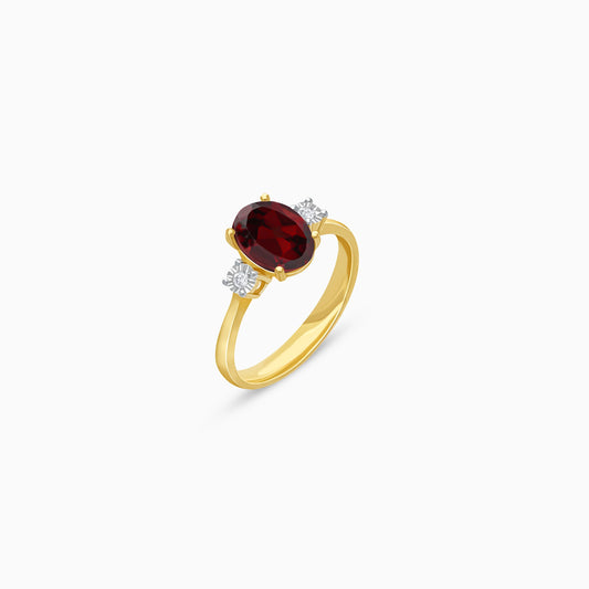 Stunning 18K Yellow Gold Ring with Natural Diamond and Garnet Gemstones