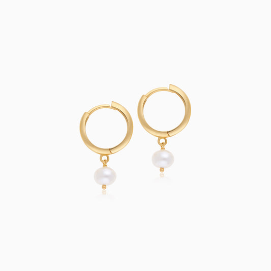 Danah 18K Gold Hoop Earrings with Pearl