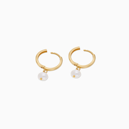 Danah 18K Gold Hoop Earrings with Pearl