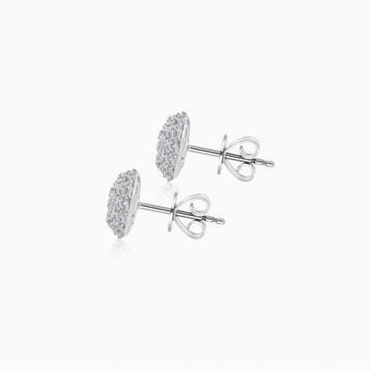 18K WHITE GOLD EARRINGS IN HEART SHAPE DECORATED WITH NATURAL DIAMOND BAGUETTE