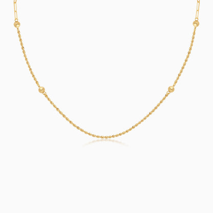 18k Yellow Gold Rope & Paper Clip Chain Necklace