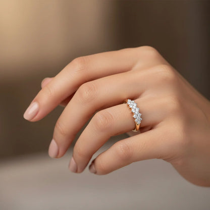 18k yellow gold ring with certified diamonds stones