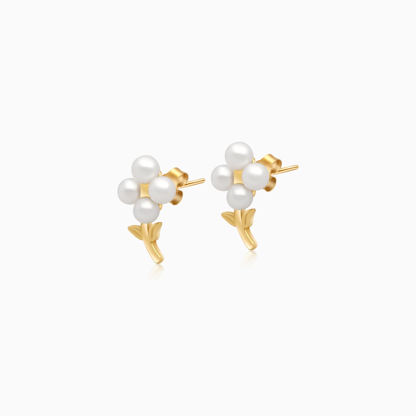 18k yellow gold flower shape earrings with pearls From Danah Collection