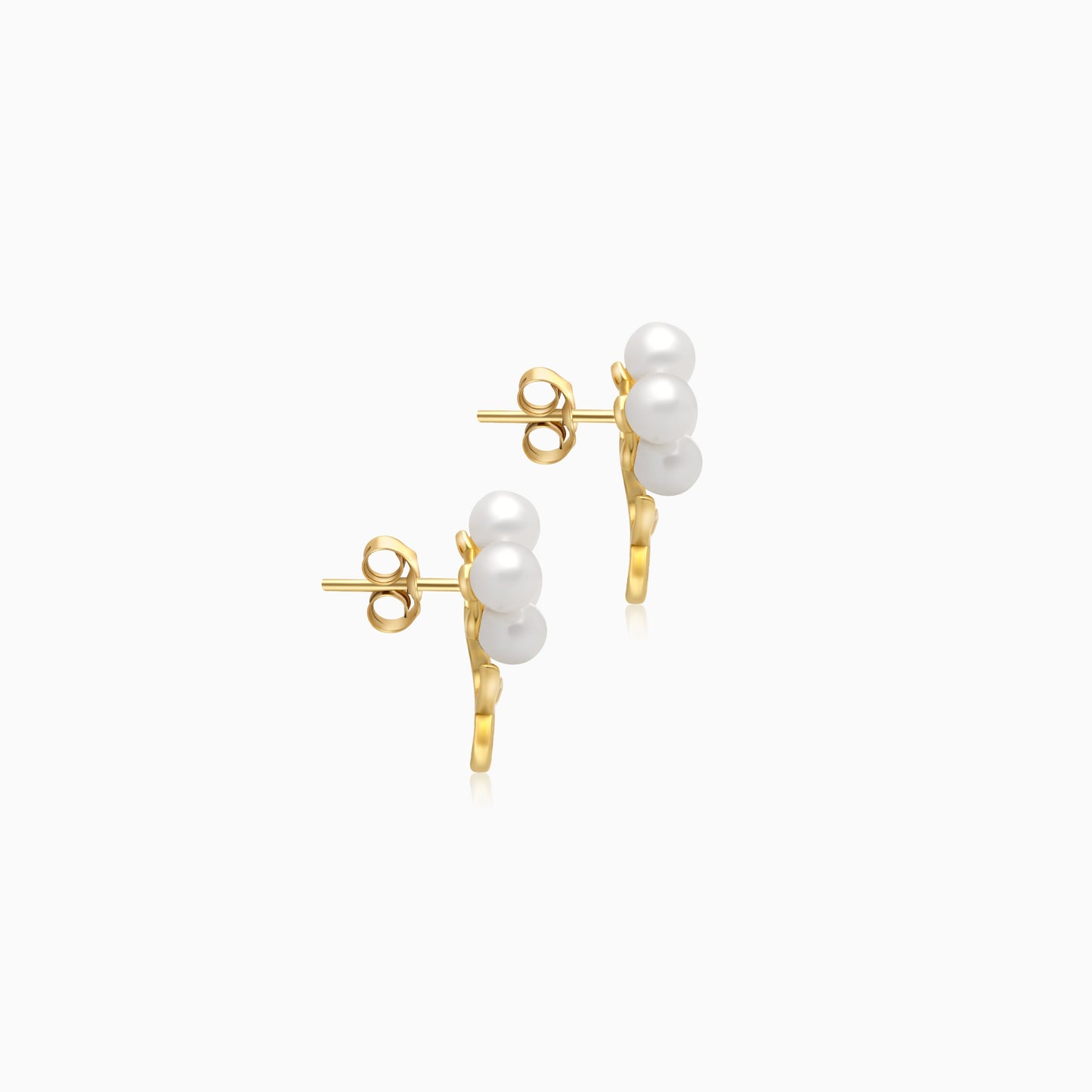 18k yellow gold flower shape earrings with pearls From Danah Collection