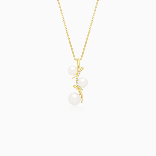 18k Yellow Gold Tree Trunk Necklace with Natural Diamonds and Pearls | Danah Diamond Collection