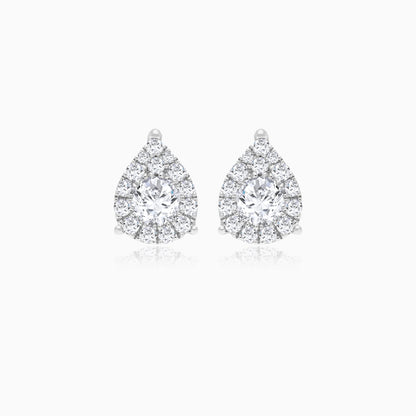 18k white gold earrings in a drop shape decorated with natural diamond stones