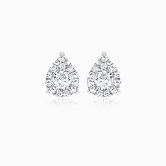 18k white gold earrings in a drop shape decorated with natural diamond stones
