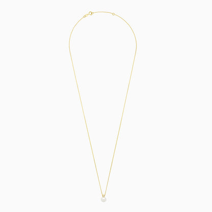 18k Yellow Gold Single Pearl Necklace with Bezel-Set Diamond Accent | Danah Diamond Collection