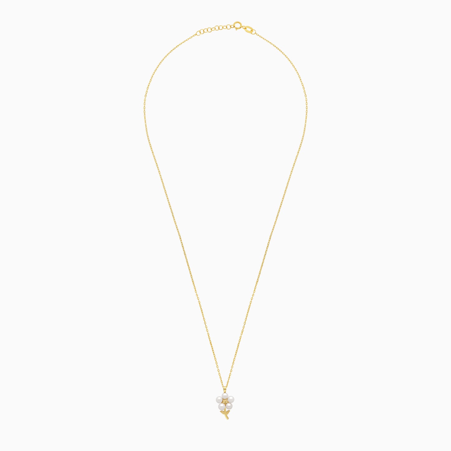 18k yellow gold chain decorated by a pearls flower shape pendent