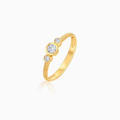 Filo 18k Yellow Gold Ring with 3 Natural Diamonds