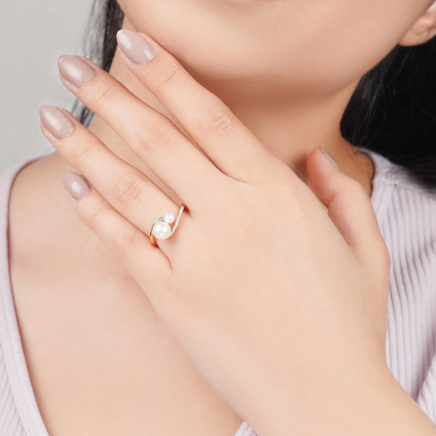 Danah 18K Yellow Gold Diamond & Pearl Ring