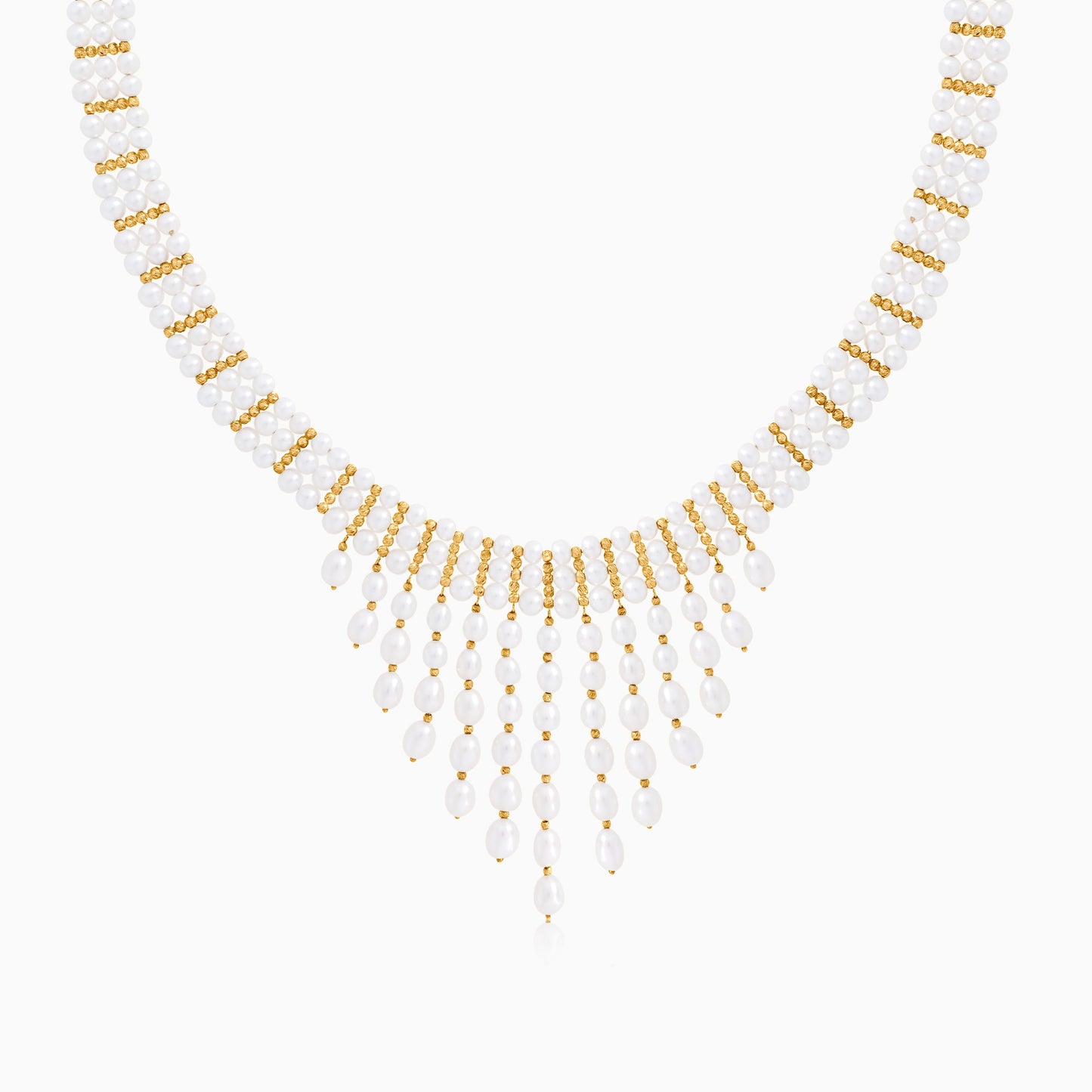 18K Yellow Gold Pearl Necklace with Round Pendant | Danah