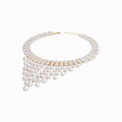 18K Yellow Gold Pearl Necklace with Round Pendant | Danah