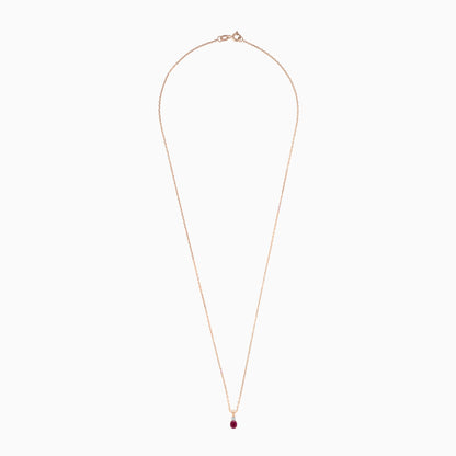 18k Rose gold Necklace decorated with natural diamonds and ruby stones | colour classic