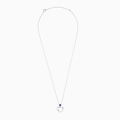 18k white gold Chain with heart-shaped Pendant decorated with pearls, natural diamond and natural blue sapphire stones | danah collection