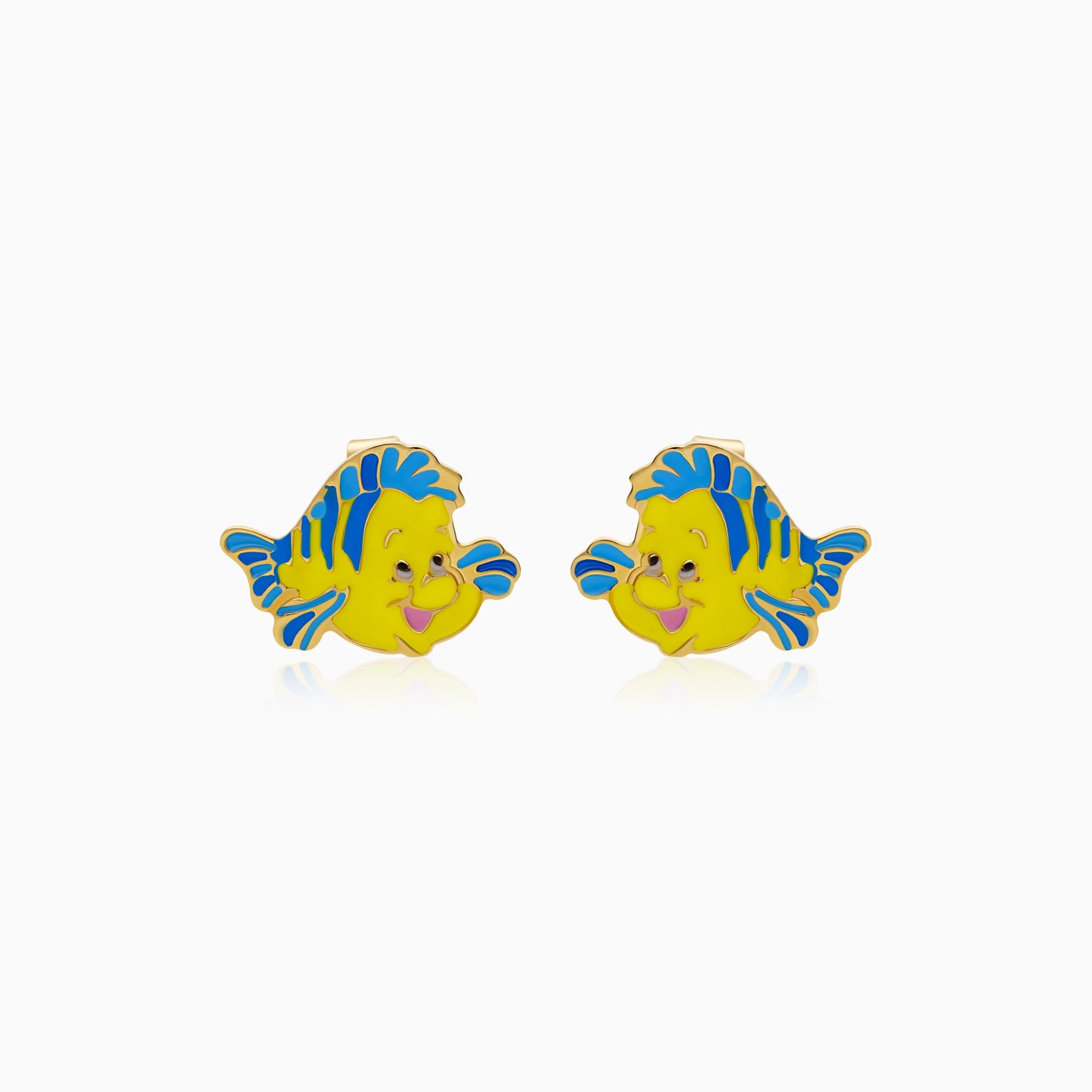 18k Yellow Gold Disney Princess Ariel & Flounder Enamel Earrings for Kids – Disney Collection