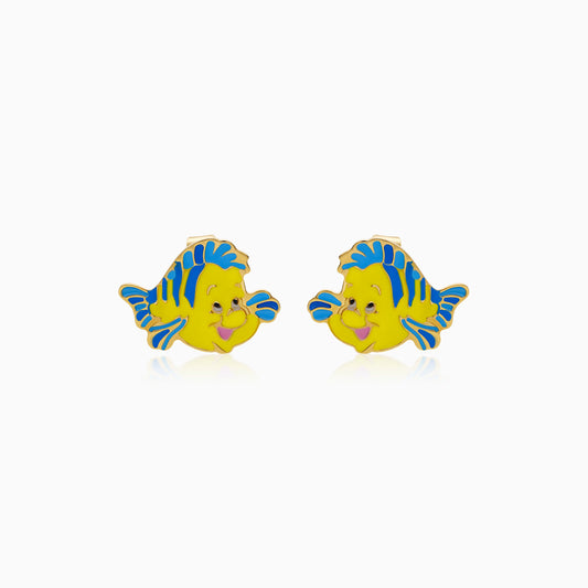 18k Yellow Gold Disney Princess Ariel & Flounder Enamel Earrings for Kids – Disney Collection