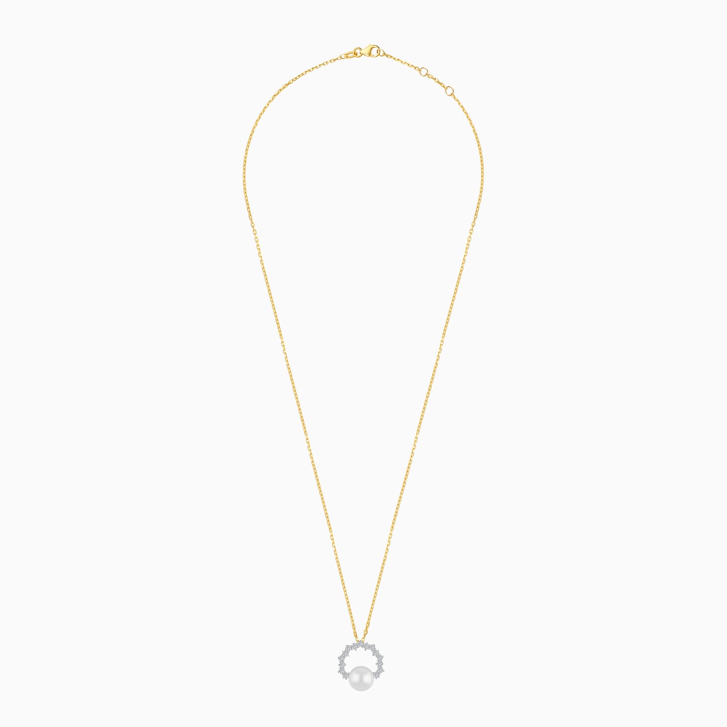18K Yellow Gold Cultured Pearl and Diamond Necklace