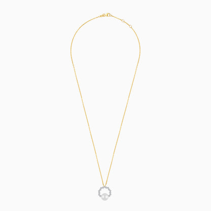 18K Yellow Gold Cultured Pearl and Diamond Necklace