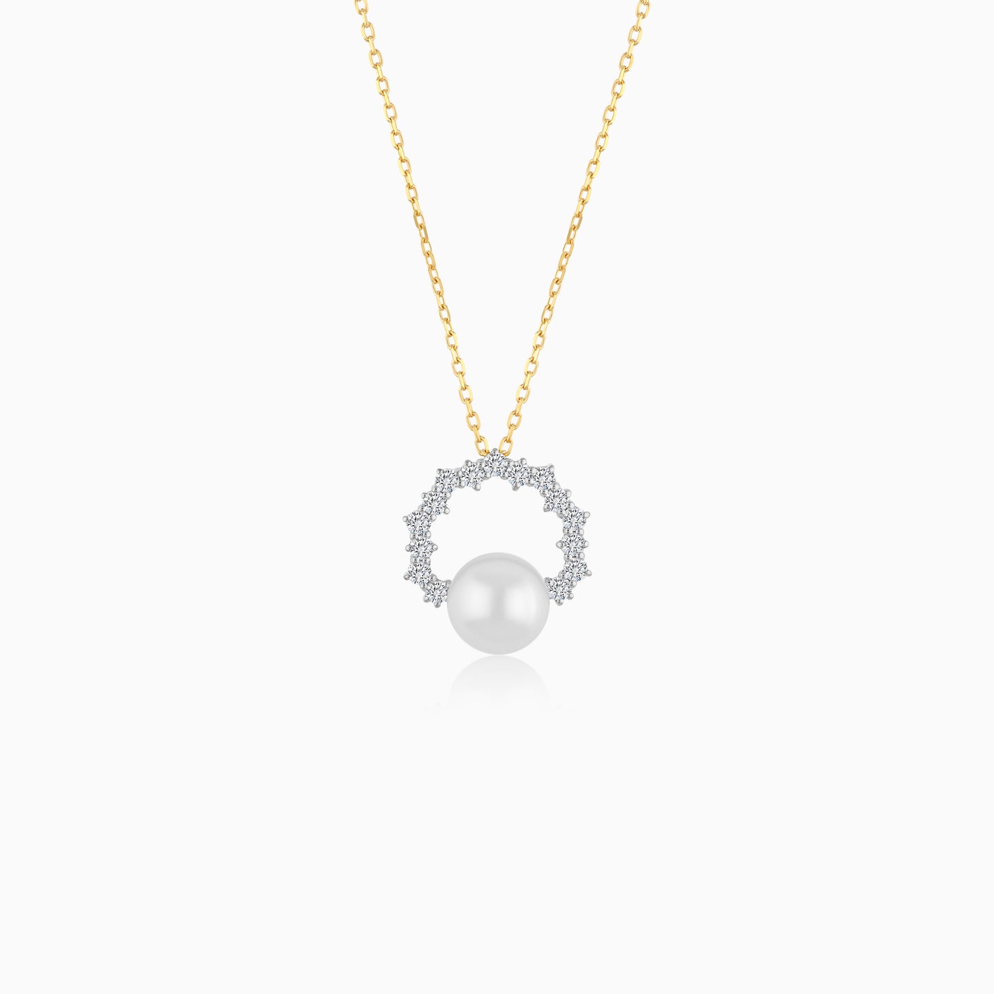 18K Yellow Gold Cultured Pearl and Diamond Necklace