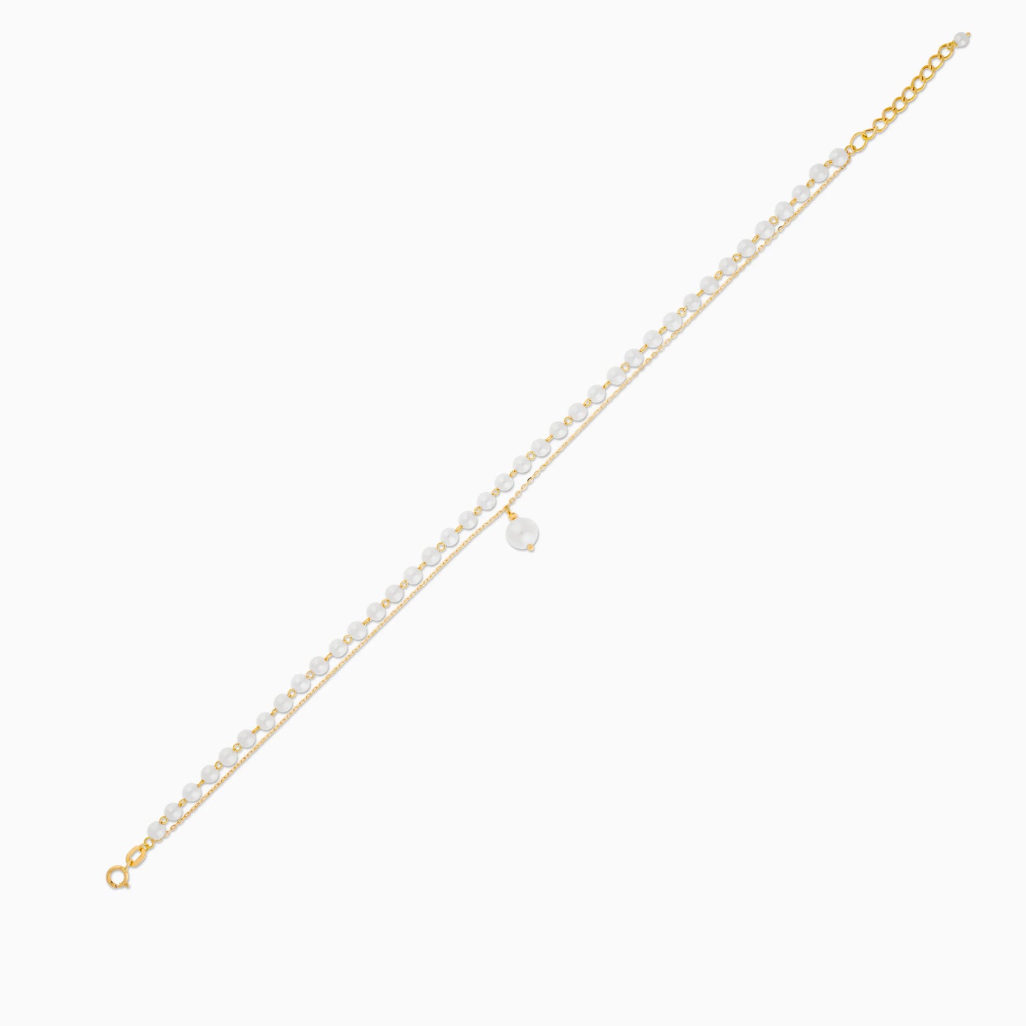 An elegant anklet from the Danah Collection, featuring freshwater pearls set in 18K yellow gold