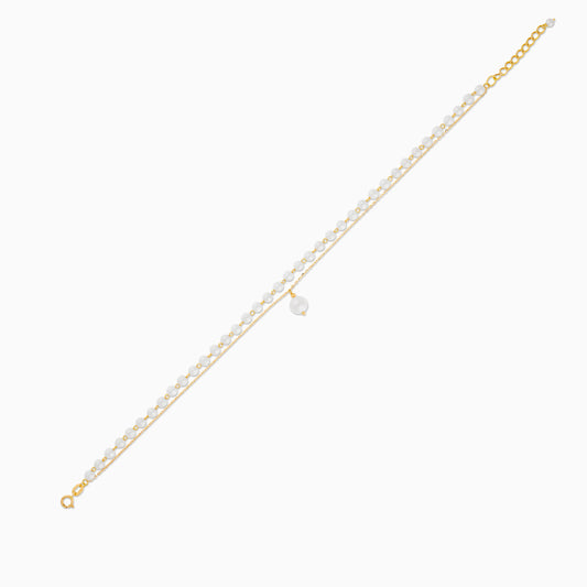 An elegant anklet from the Danah Collection, featuring freshwater pearls set in 18K yellow gold