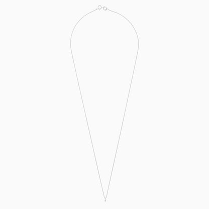 18k white gold chain with a pendant pear shaped natural diamond