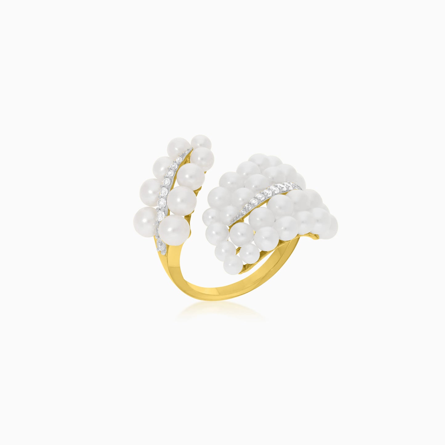 خاتم من الذهب الأصفر عيار 18 قيراطًا مرصع باللؤلؤ والزركون - مجموعة دانا 