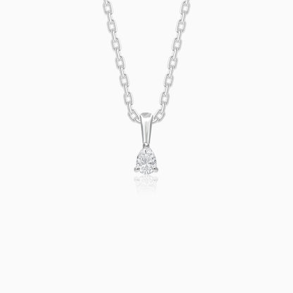 18k white gold chain with a pendant pear shaped natural diamond