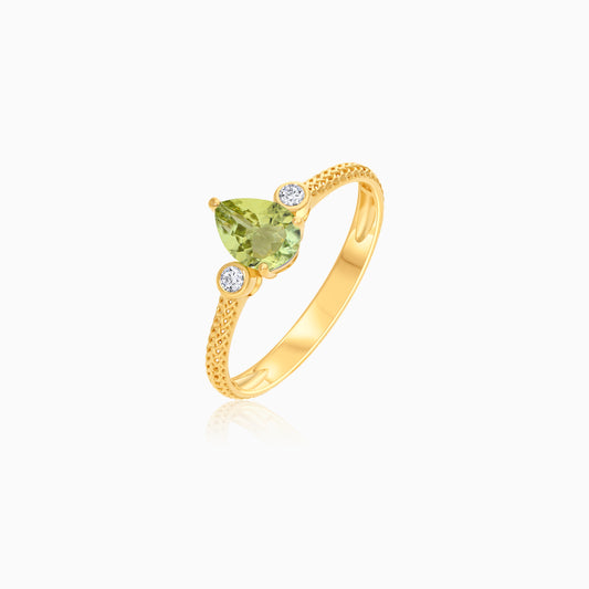 Filo 18k Yellow Gold Ring with Natural Diamonds & Pear-Shaped Tourmaline