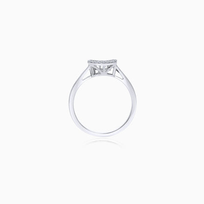 18K White Gold Drop Ring with Natural Dancing Diamond | Dancing Diamond Collection