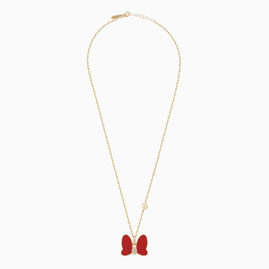 18k Yellow Gold Mini Mouse Bow Necklace for Kids with Natural Diamonds & Enamels | Disney Collection