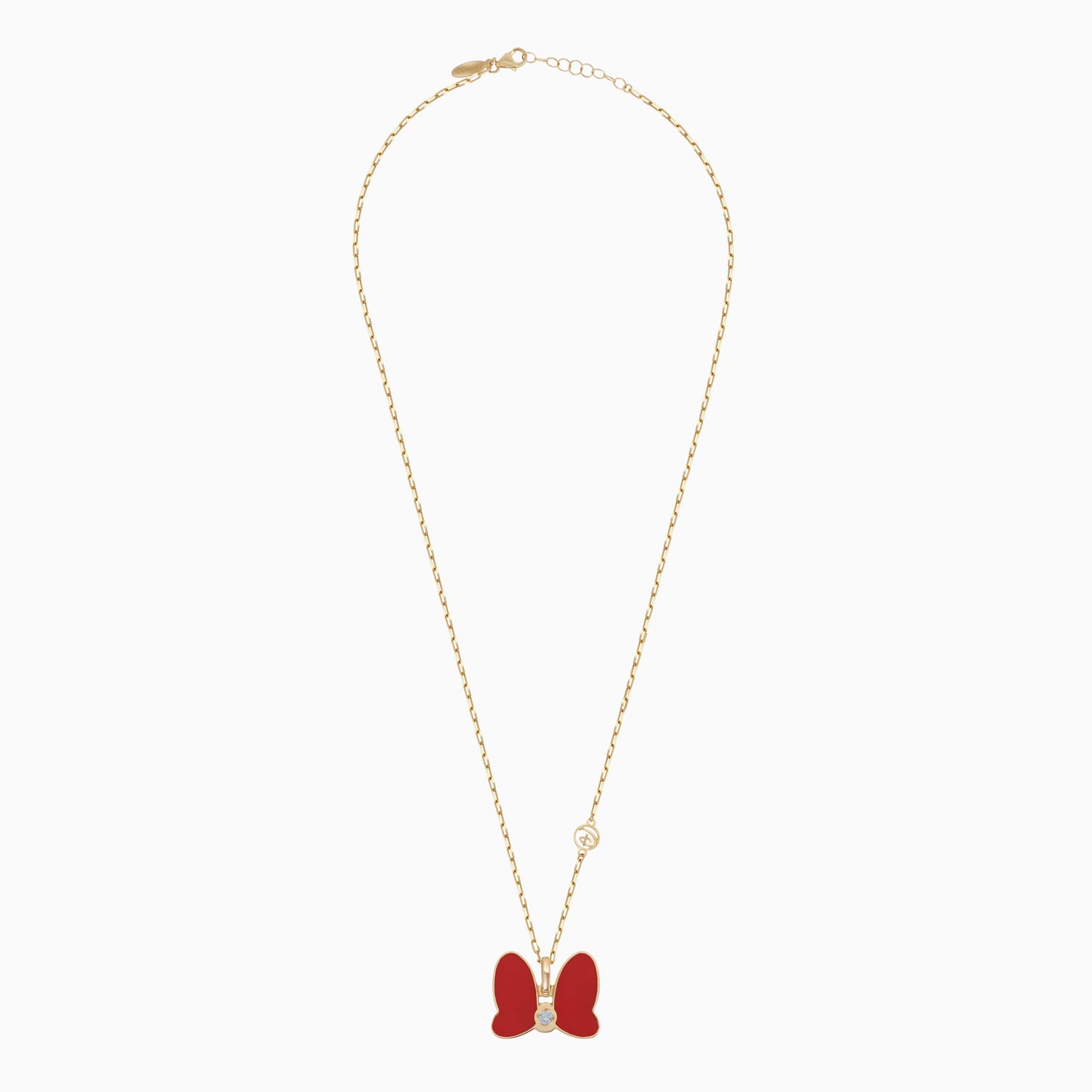 18k Yellow Gold Mini Mouse Bow Necklace for Kids with Natural Diamonds & Enamels | Disney Collection