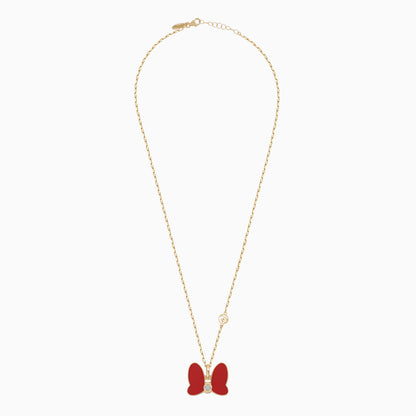 18k Yellow Gold Mini Mouse Bow Necklace for Kids with Natural Diamonds & Enamels | Disney Collection