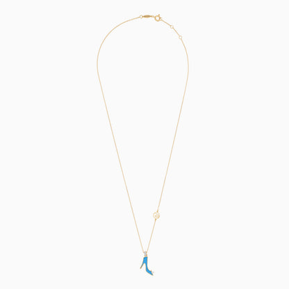 18k Yellow Gold Disney Princess Cinderella Shoe Necklace with Natural Diamonds & Enamel | Disney Collection