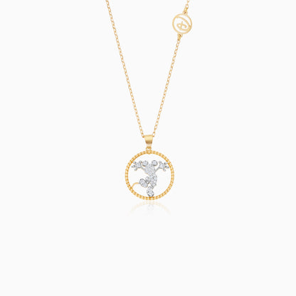 Disney- Mickey & Friends 18K Yellow Gold- Mickey Mouse Silhoutte -Necklace- with Natural Diamonds