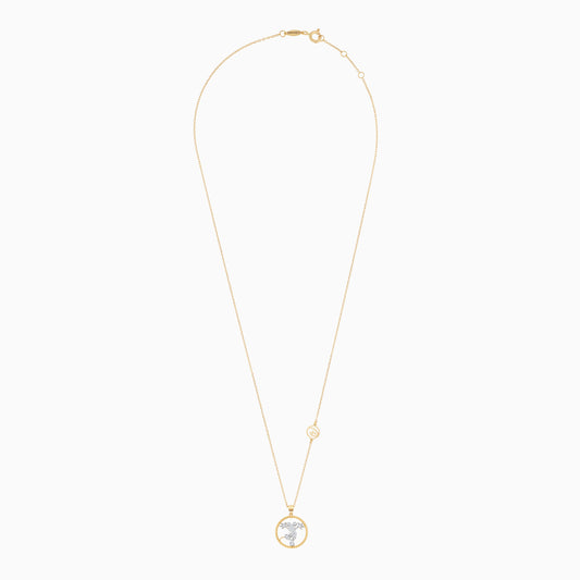 Disney- Mickey & Friends 18K Yellow Gold- Mickey Mouse Silhoutte -Necklace- with Natural Diamonds