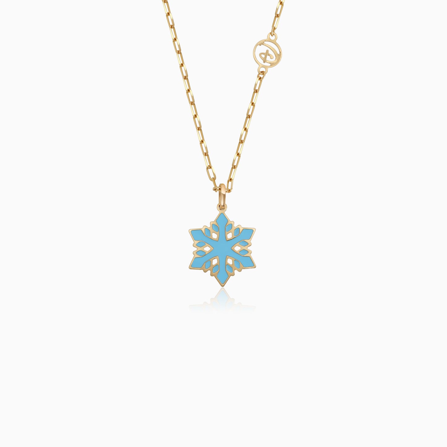 Disney Frozen-18 KT Yellow Gold - Snowflake Necklace with Enamel