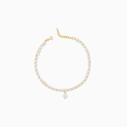 An elegant anklet from the Danah Collection, featuring freshwater pearls set in 18K yellow gold