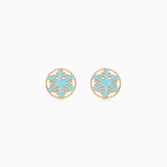 18k Yellow Gold Snowflake Earrings for Children | Disney Collection